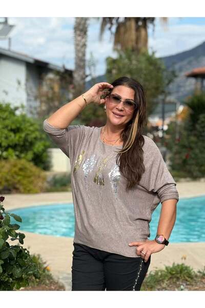 Punta Otantik YG30031 Ιταλική πλεκτή μπλούζα με φιγούρα κοριτσιού και πέτρα βιζόν