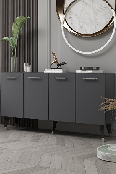 DEMONTE DECOR 8224-128DD KB150 KONSOL,TV ÜNİTESİ ANTRASİT-GÜMÜŞ