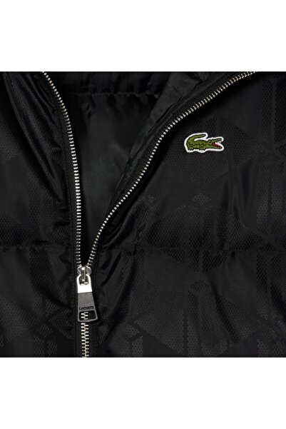 Lacoste Men's Mock Neck Monogram Black Coat Bh4004-031