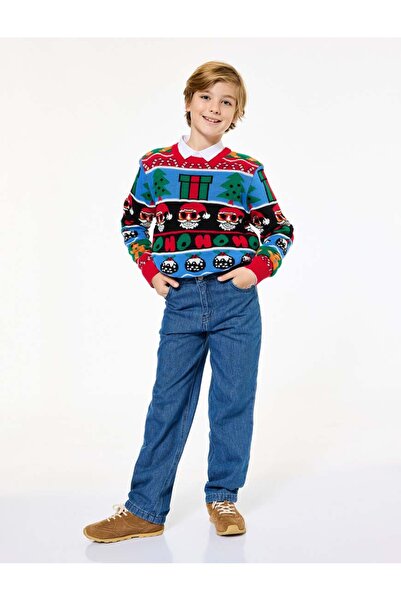 Koton Long Sleeve Crew Neck Christmas Patterned Knitwear Christmas Sweater