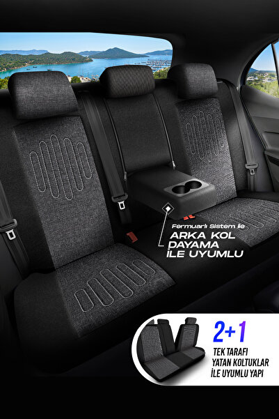 Panda Kılıf Panda Vibe Series Linen Fabric Car Seat Cover - Full Set