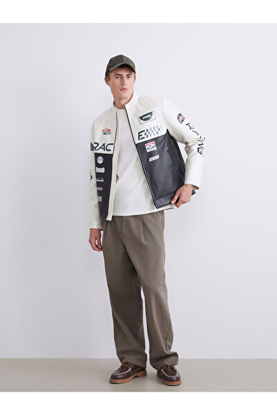 LC Waikiki Standard Mold Stand Collar Men's Leather Look Coat