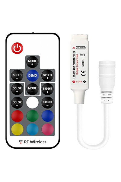 LEDIGANT Mini Controller Wireless RGB cu Telecomanda 17 Taste RF, 4 Fire