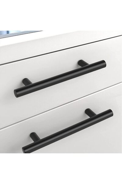 Raco Stainless Steel Cabinet Pull Handles Bar Handles for Drawer (10, H Type Matt Black 4")