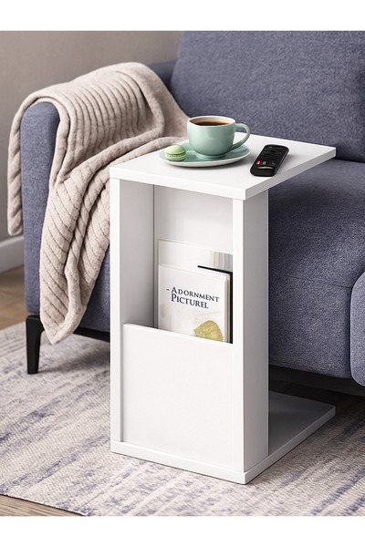 Auora Side table type C, White, Magazine Shelf, 40x30x50 cm