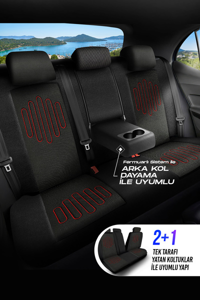 Panda Kılıf Panda Vibe Series Linen Fabric Car Seat Cover - Full Set