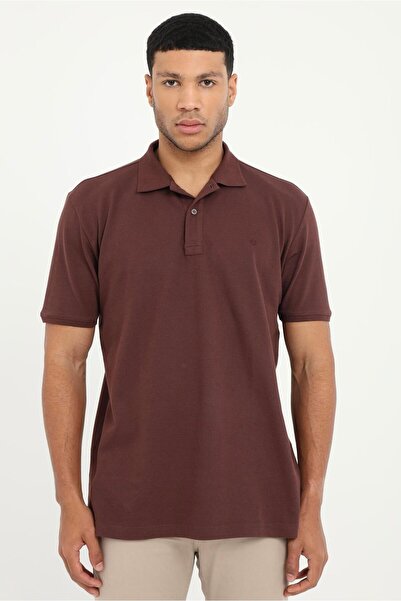 Dufy Kahve Polo Yaka Pamuklu Düz Renk Slim Fit Erkek T