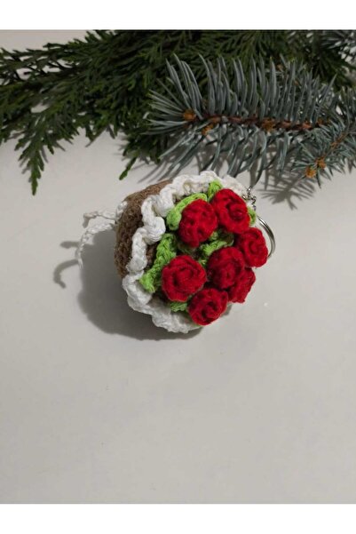 Momsada سلسلة مفاتيح على شكل باقة زهور محبوكة |   سلسلة مفاتيح على شكل باقة أ...