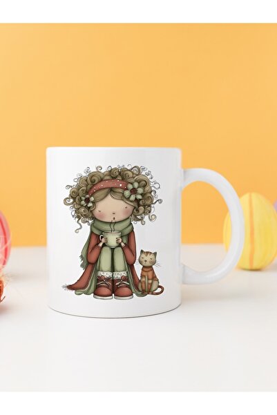 IŞILAY PROMOSYON فتاة غريبة مع قطة كوب بارداك موديل 21