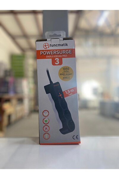 Tunçmatik AKIM KORUMALI PRİZ SİYAH 3'LÜ 1.5M KABLOLU