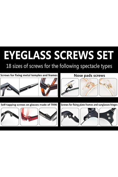 NALACAL Eyeglass Repair Kit with Screws, Nose Pads & Screwdriver (18 Screw Types)