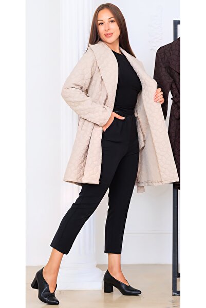 Kafthan Long Sleeve Quilted Tie-Up Coat