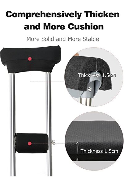 NALACAL Crutch Pads for Armpits & Hand Grips with Anti-Slip Foot Pads, 4-Pack (Black)