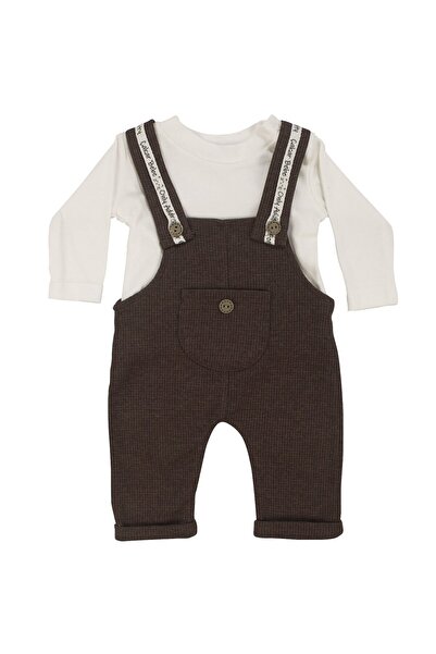 bebegen طقم مكون من قطعتين من سالوبيت باللون الأبيض والبني للأطفال الأولاد