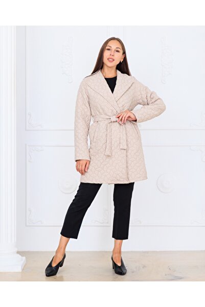 Kafthan Long Sleeve Quilted Tie-Up Coat