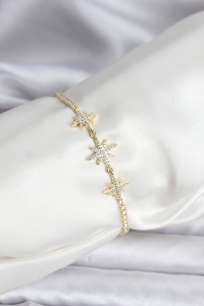 Twin Store سوار نسائي من الزركون على شكل نجمة القطب باللون الذهبي من ماركة Wa...