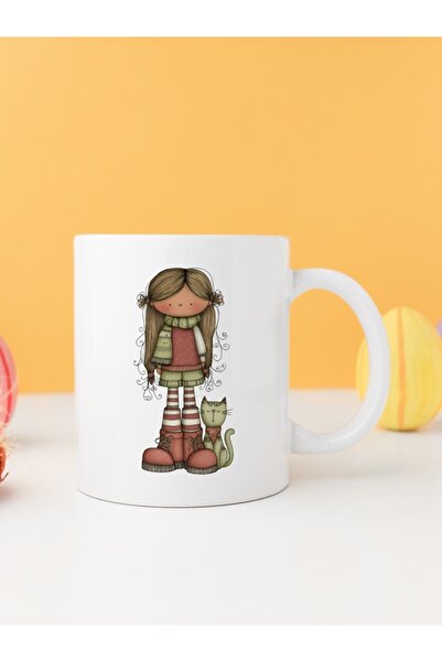 IŞILAY PROMOSYON فتاة غريبة مع قطة كوب بارداك موديل 17