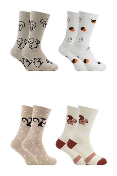 BENİSA ÇORAP Women's Patterned Diabetic Socks 4-Pack