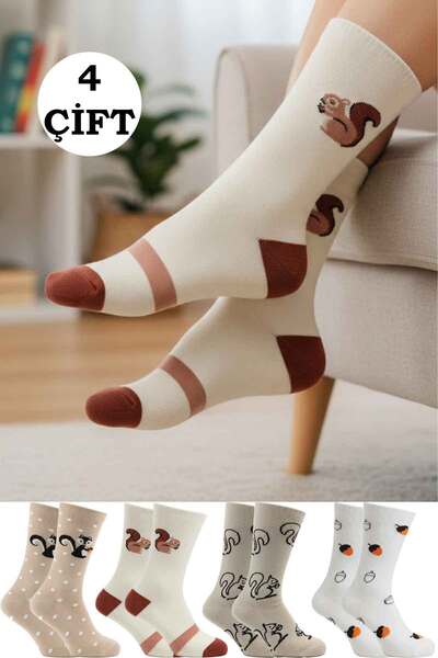 BENİSA ÇORAP Women's Patterned Diabetic Socks 4-Pack