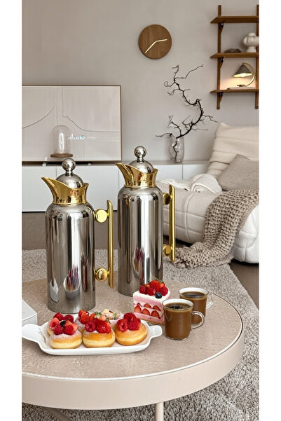 Generic طقم ترامس شاي وقهوة بتصميم فاخر ملكي 1 لتر/700 مل