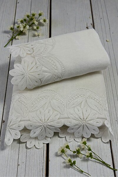 HAVLULAND AHFA HOME NARİN FRANSIZ GÜPÜRLÜ ANALI KIZLI ÇEYİZLİK HAVLU TAKIMI B...