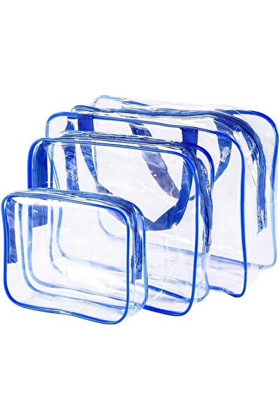Margoun Toiletry Bag 3 Pack Clear Travel Bags for Toiletries Make Up Bag Cosmetic Organizer(Blue)