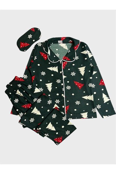 ALİŞ KİDS Mother Daughter Cotton Suede Fabric Green Pine Snowflake Christmas ...
