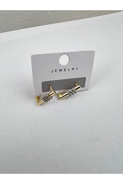 VELİT VOLA T Stone Earrings Double Color