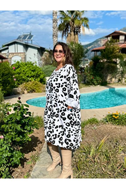 Punta Otantik YG12231 imprimeu leopard Rochie italiană din catifea albă