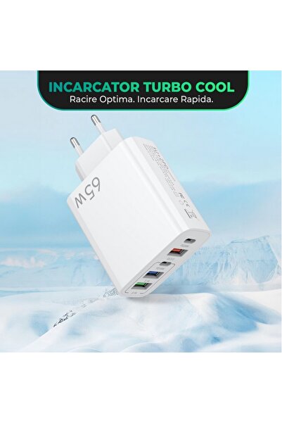 dalip 65W 5-Port Wall Charger (3x USB, 2x USB-C) - Universal, White