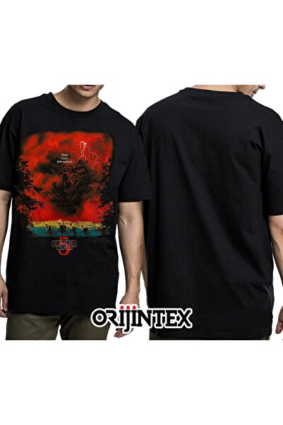 orijintex Stranger Things 5 One Last Adventure Printed Unisex Black Tshirt