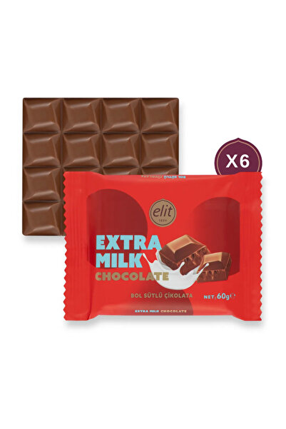 Elit Çikolata Bol Sütlü Çİkolata Tablet 12x6x60 g - 6'lı Set