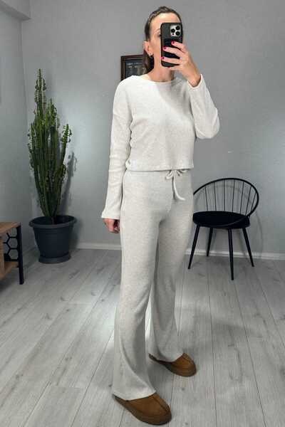 lady special Set de pantaloni largi cu decolteu rotund