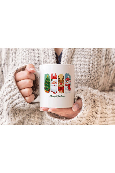 MODA 2026 New Year Christmas Themed Printed Gift Porcelain Mug Cup