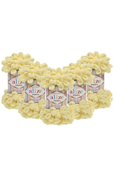 Alize Puffy -13- Açık Sarı Örgü İpi Parmakla Örülebilen ip.