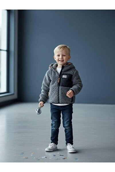 Zekids Boy's Zippered Plush Coat