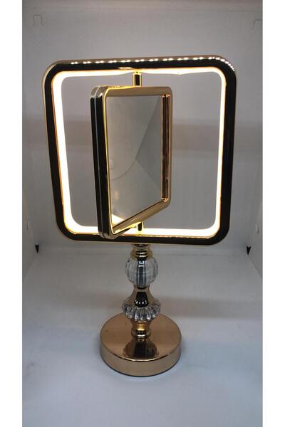 Lebron USB USB Şarjlı Kristal Ayaklı Gold Kare Masaüstü Makyaj ve 3 Renk Işık...