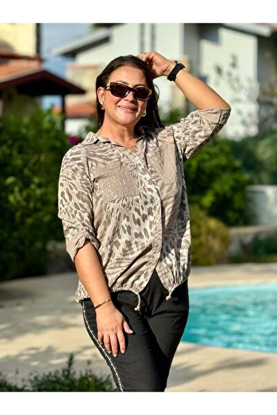 Punta Otantik Nc15401 Men's Collared Double Pocket Hem Tie Italian Shirt Mink