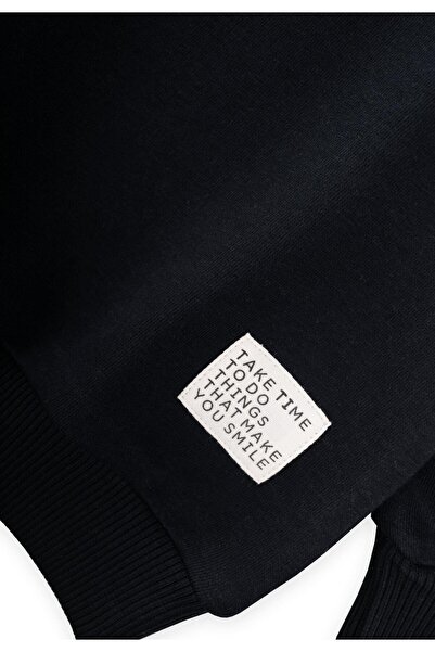 Cigit Paneled Sweatshirt Set 2-8 Years Black