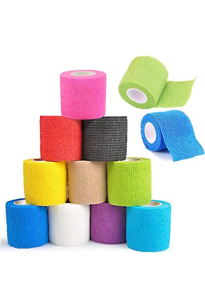 Arabest ضمادة لاصقة غير منسوجة ذاتية اللصق، 10 ألوان، 12 قطعة