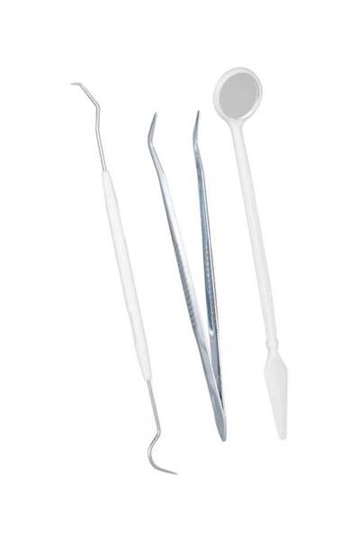 Generic 3-Piece Dental Teeth Scraper Tool Kit Silver 0.02kg