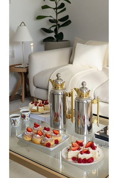 Generic طقم ترامس شاي وقهوة بتصميم فاخر ملكي 1 لتر/700 مل