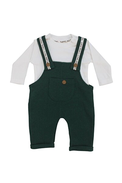 bebegen طقم ملابس بيبي بوي مكون من قطعتين باللون الأبيض والأخضر