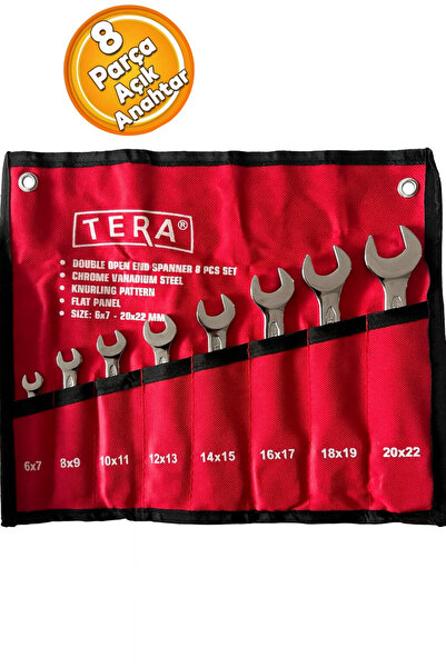 TERA Tools Profesyonel Parlak 8'li İki Ağız Açık Anahtar Takımı 8 Parça