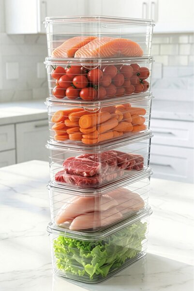 ATA HOME 6-Piece Unbreakable Storage Container Suitable for Deep Freezer, Refrigerator Organizer, 1.5 Lt