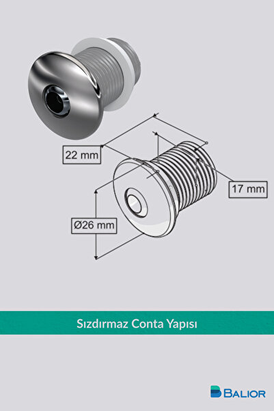 BALİOR KÜRESEL TAHARET ÇUBUĞU UCU KROM 22MM