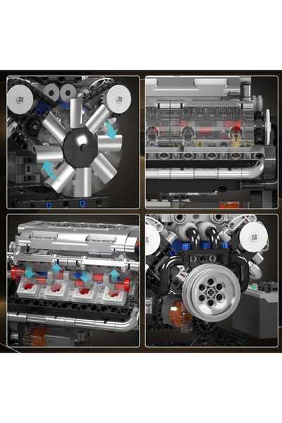IQ Toys Classic V8 Engine, STEM Kit with Real Design and Functions, 552 pieces, battery operated