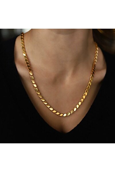 barisiva gold 22 ayar Altın Kaplama Pullu Arpa Zincir 60 Cm 4 mm kalınlığında