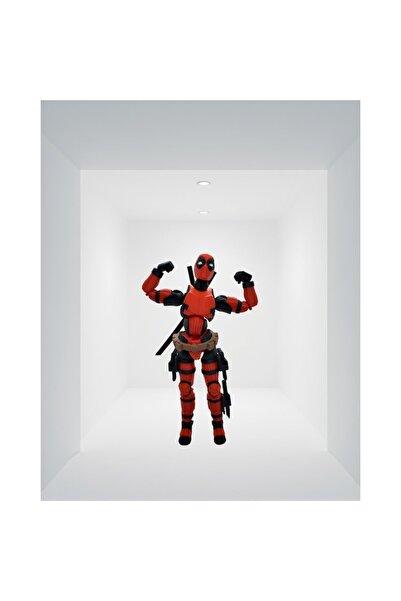 IMALDI PRO Articulated Deadpool Figurine (Marvel), 3D-Printed PLA, Red & Black, 150x60x32 mm