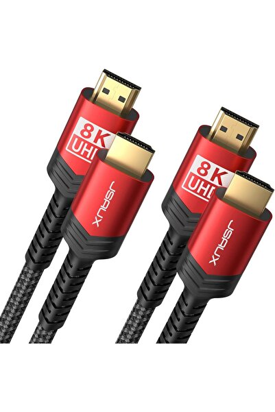 jsaux [عبوة من قطعتين] كابل HDMI 2.1 بدقة 8K بطول 1.8 متر وسرعة 48 جيجابت في ...